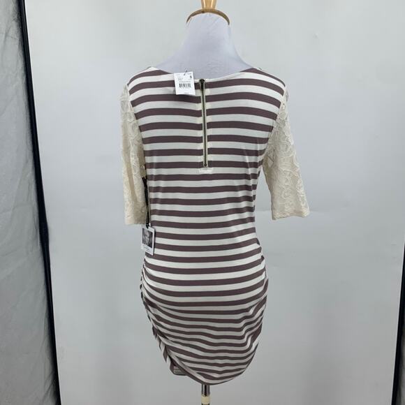 Jessica Simpson Shirt Womens S Small Ivory Otter Lace Sleeves Ruched Maternity - Picture 6 of 14